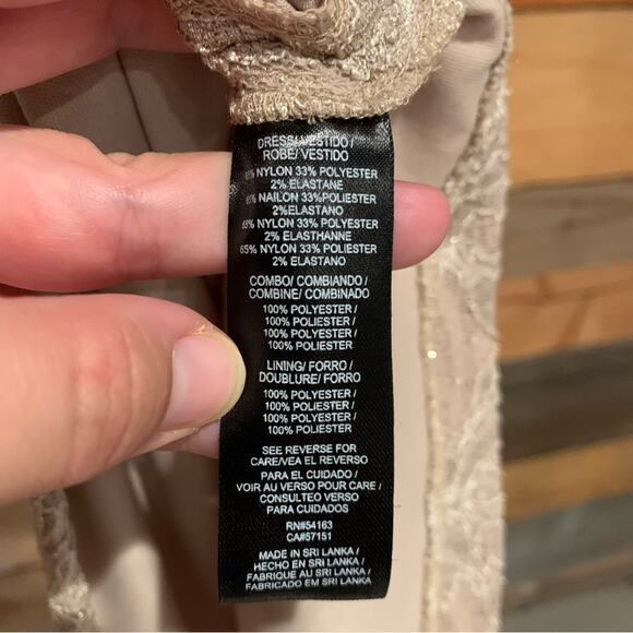 JESSICA HOWARD Short Glitter Lace Dress With Chiffon Capelet In Champagne Sz 12 - Picture 13 of 15